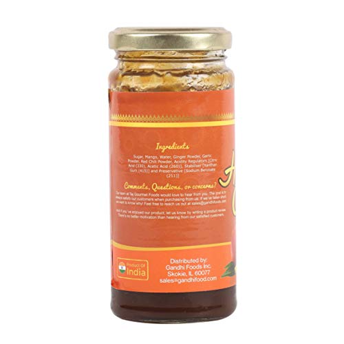 TAJ Gourmet Hot Mango Chutney, Spicy, 320g 11.2oz
