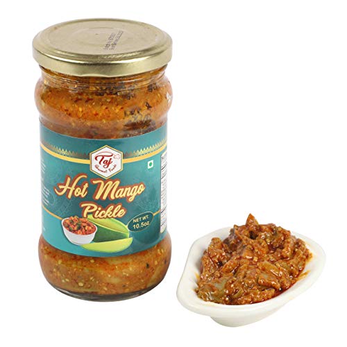 Taj Gourmet Hot Mango Pickle, Spicy Mango Achar, 300G 10.5Oz
