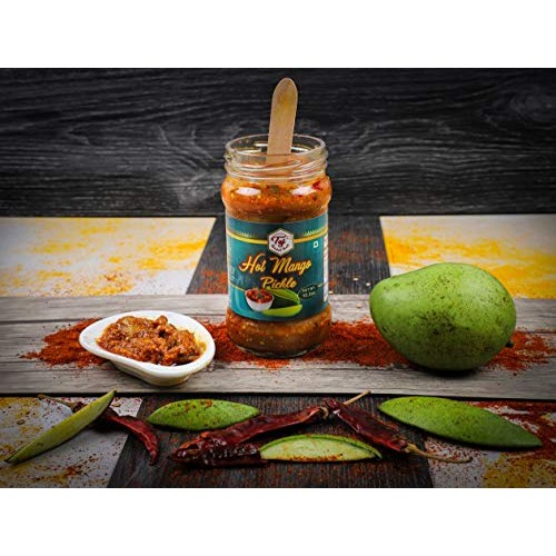 Taj Gourmet Hot Mango Pickle, Spicy Mango Achar, 300G 10.5Oz