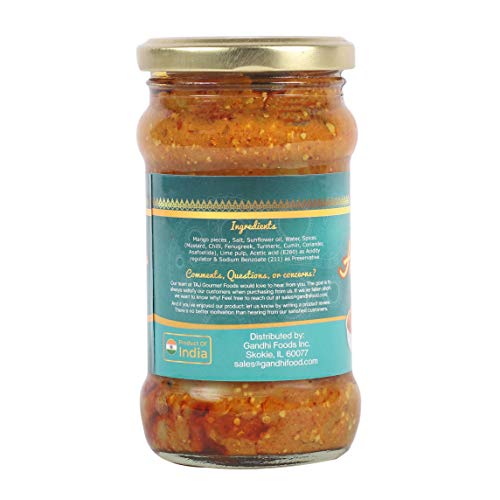 Taj Gourmet Hot Mango Pickle, Spicy Mango Achar, 300G 10.5Oz