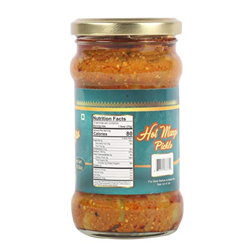Taj Gourmet Hot Mango Pickle, Spicy Mango Achar, 300G 10.5Oz