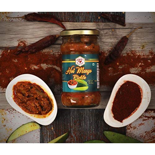 Taj Gourmet Hot Mango Pickle, Spicy Mango Achar, 300G 10.5Oz