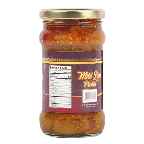 Taj Gourmet Mild Lime Pickle, Lime Achar, 300G 10.5Oz