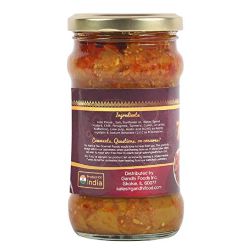 Taj Gourmet Mild Lime Pickle, Lime Achar, 300G 10.5Oz