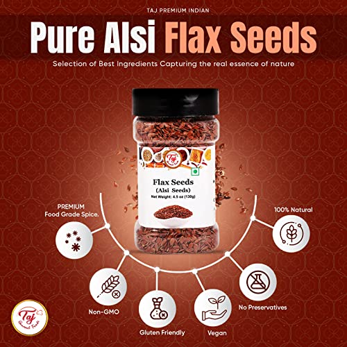 Taj Premium Indian Alsi Flax Seeds Linseed, 10.5 Ounce