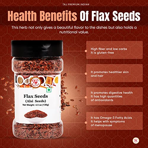 Taj Premium Indian Alsi Flax Seeds Linseed, 10.5 Ounce