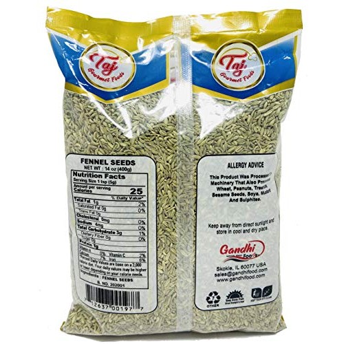 Taj Premium Indian Fennel Seeds Saunf, Whole Saunf, 3.5 Ounce