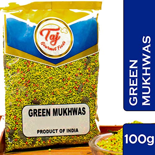 Taj Premium Indian Green Mukhwas, Candied Fennel Seeds Saunf,