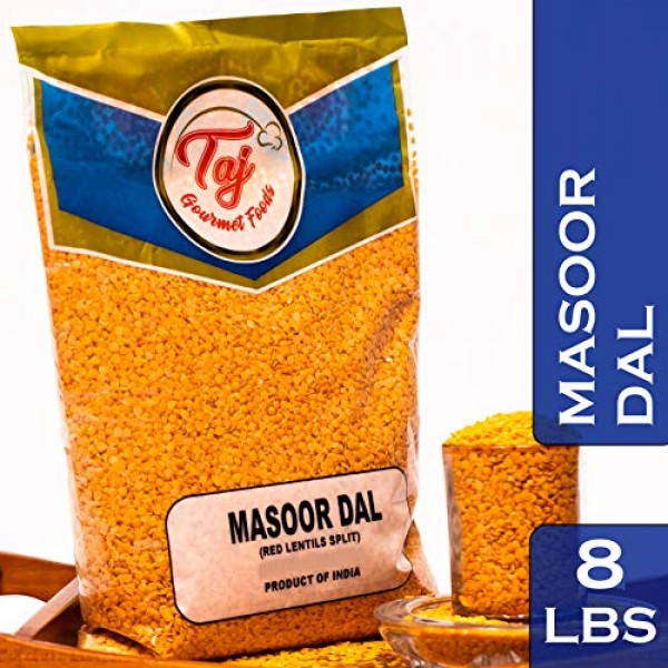 Taj Premium Indian Masoor Dal, Red Lentils 8-Pounds