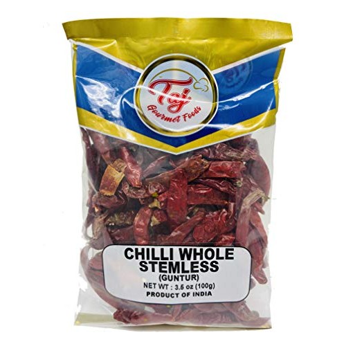 Taj Premium Indian Whole Chilli Whole Mirchi, Without Stem, 3.