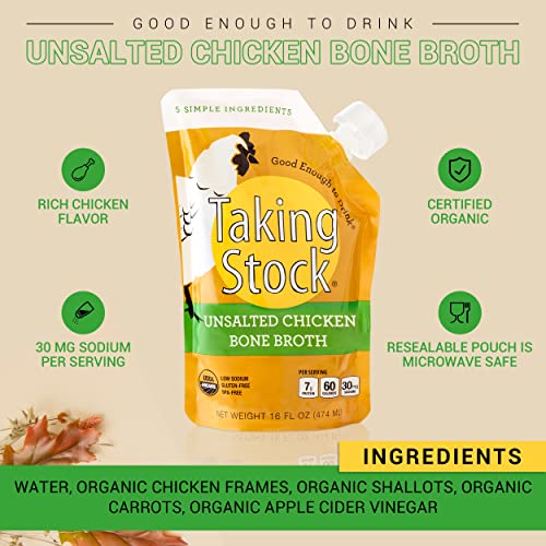 Taking Stock Unsalted Chicken Bone Broth | Organic, Bpa Free, G
