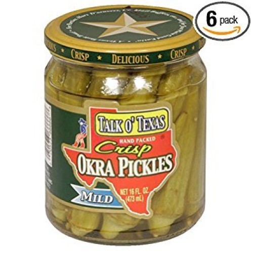 Talk O Texas Okra Pickled Mild, 16-Ounce Jars Pack Of 6