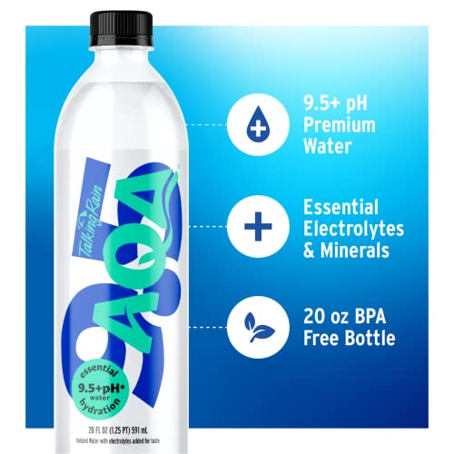 Talking Rain AQA Alkaline Ionized Bottled Water, 9.5 pH, with El...