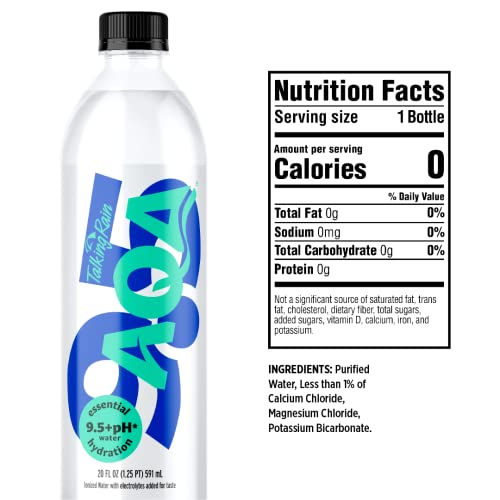Talking Rain AQA Alkaline Ionized Bottled Water, 9.5 pH, with El...