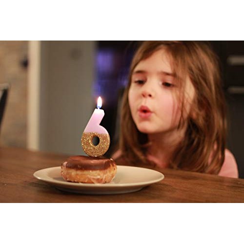 Talking Tables Pink Number 1 Candle With Gold Glitter Premium Qu