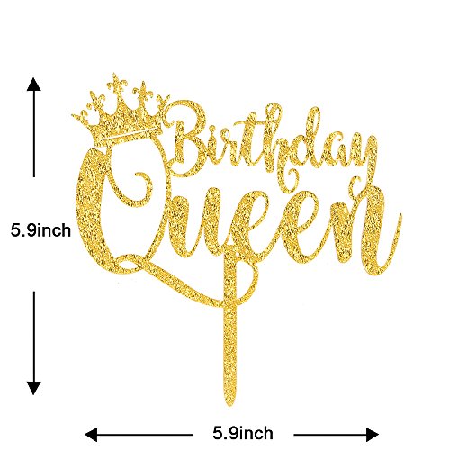 Talorine Queen Birthday Cake Topper Gold Acrylic Happy Birthday