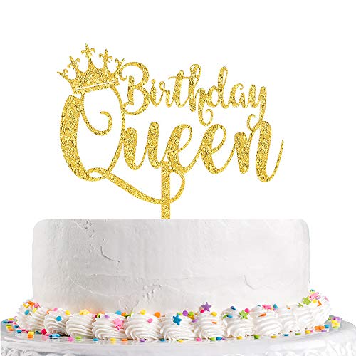Talorine Queen Birthday Cake Topper Gold Acrylic Happy Birthday