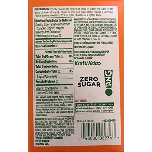 Tang On The Go! Orange Naranja Vitamin C Drink Mix 6 Packets Pa