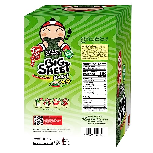 Big Sheet Crispy Seaweed Snacks by Tao Kae Noi, Crunchy Seaweed ...