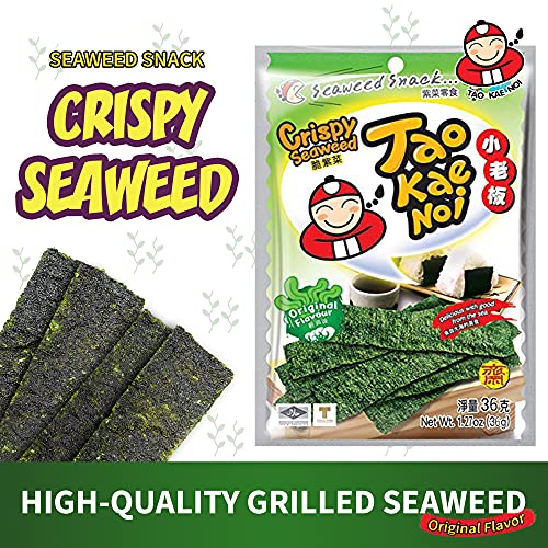 Crispy Dried Seaweed Snack Crisps by Tao Kae Noi | Thai Seaweed ...