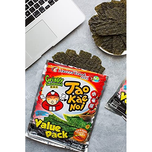 Tao Kae Noi Crispy Nori Seaweed Snacks, Savory Thai Snack Crisps