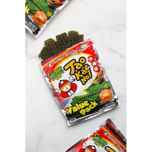 Tao Kae Noi Crispy Nori Seaweed Snacks, Savory Thai Snack Crisps