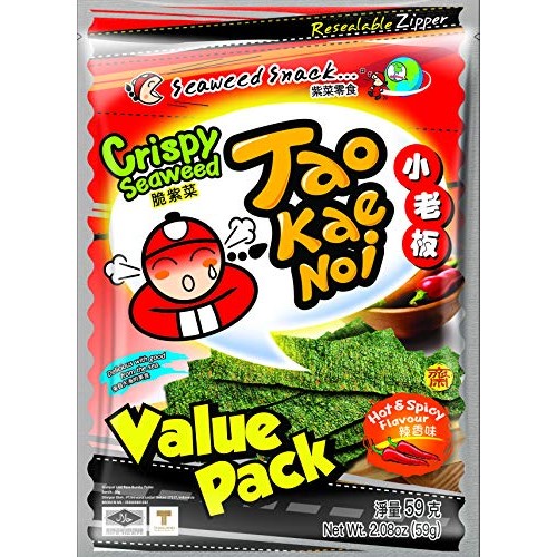 Tao Kae Noi Crispy Nori Seaweed Snacks, Savory Thai Snack Crisps