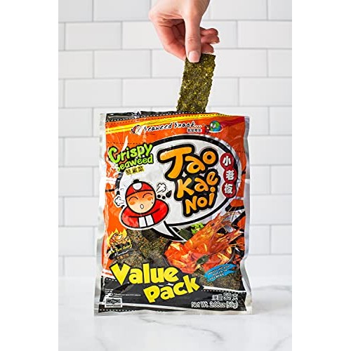 Tao Kae Noi Crispy Nori Seaweed Snacks, Thai Snack Crisps Toaste