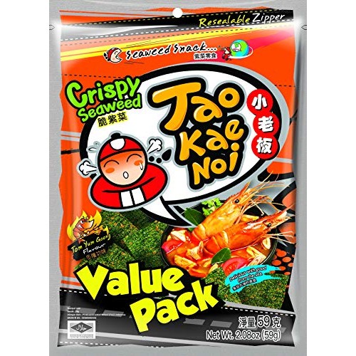 Tao Kae Noi Crispy Nori Seaweed Snacks, Thai Snack Crisps Toaste