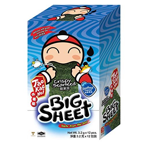 Tao Kae Noi Seaweed Snack Seafood Flavor Big Sheets 3.2G Crispy