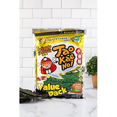 Taokaenoi Crispy Nori Seaweed Snacks, Savory Thai Snack Crisps T