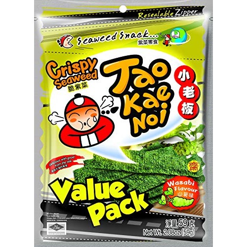 Taokaenoi Crispy Nori Seaweed Snacks, Savory Thai Snack Crisps T