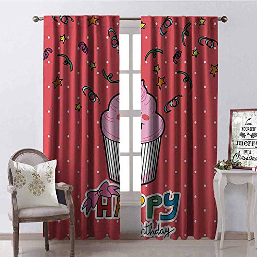 Tapesly Birthday Wear-Resistant Color Curtain Pink Strawberry Fl