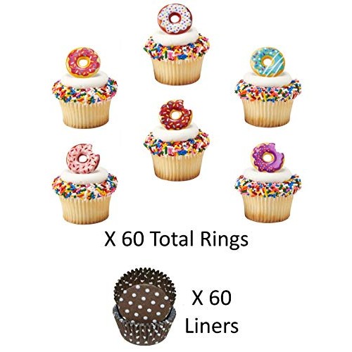 Donut Cupcake Toppers And Liners - Doughnut Topper Rings With Co