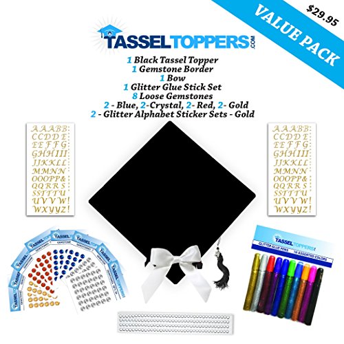 Tassel Toppers Graduation Cap Decorating Kit - Black- Do It Your
