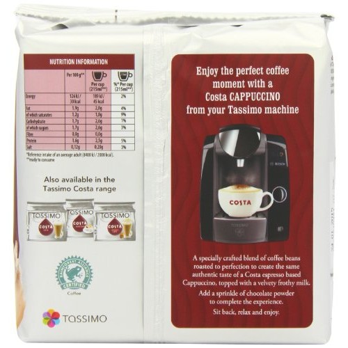 Tassimo Costa Cappuccino 16 T Discs, Large Cup Size 8 Servings