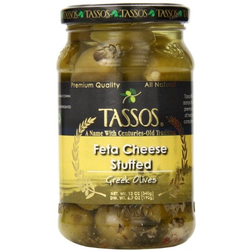 Tassos Stuffed Green Olives, Feta Cheese, 12 Ounce