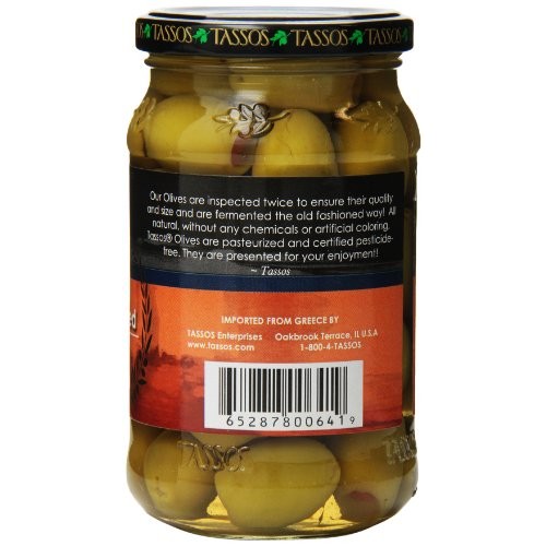 Tassos Evian Olives Stuffed With Natural Pimento, 12.84 Ounce