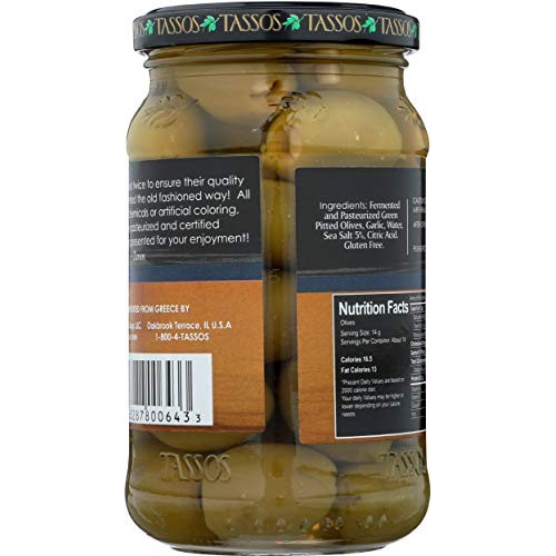 Tassos Garlic Stuffed Olives, 13.09 Oz