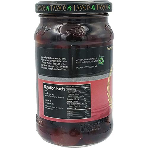 Tassos Kalamata Greek Olives, In Brine With Extra Virgin Olive O