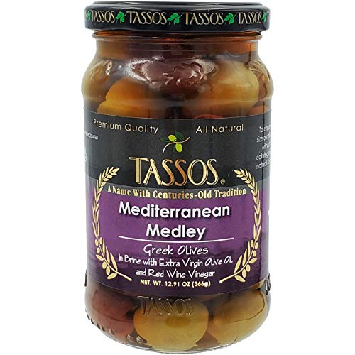 Tassos Mediterranean Medley Mix Green Olives, In Brine With Extr