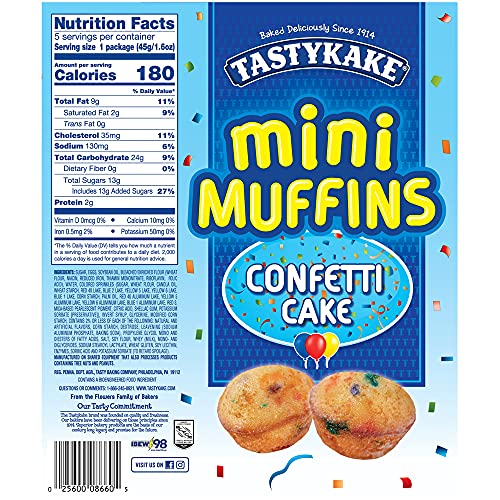 TastyKake Confetti Cake Mini Muffins, 5 Pouchesper Box, 8 Oz, 8....