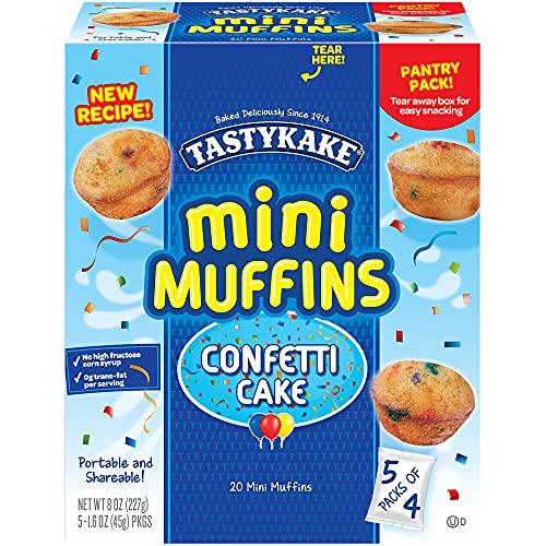 TastyKake Confetti Cake Mini Muffins, 5 Pouchesper Box, 8 Oz, 8....