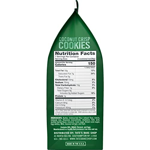 Tates Bake Shop Coconut Crisp Cookies, 7 Oz