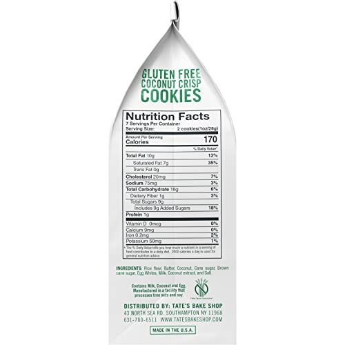 Tates Bake Shop Gluten Free Coconut Crisp Cookies, Gluten Free