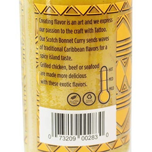 Tattoo Hot Sauce, Scotch Bonnet Curry, 9.75 Ounce Squeeze Bottle