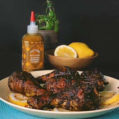 Tattoo Hot Sauce, Scotch Bonnet Curry, 9.75 Ounce Squeeze Bottle