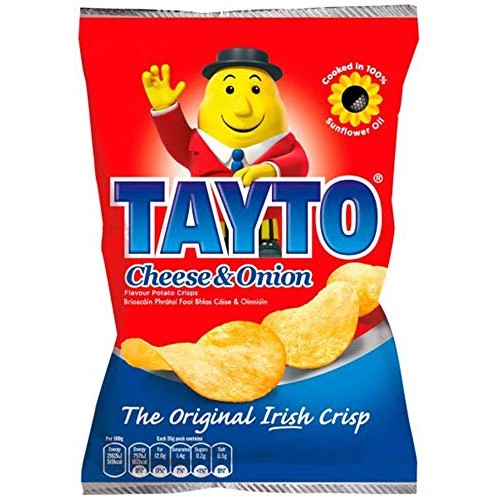Tayto Cheese And Onion Flavour Crisps From Ireland 24X25G Packs