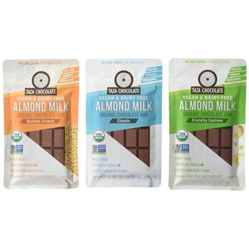 Taza Chocolate Organic Almond Milk Chocolate Variety Pack, 3Coun