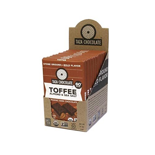 Taza Chocolate Organic Amaze Bar 60% Stone Ground, Toffee Almond